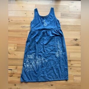 Viva mad‎ is Orange CA Blue Denim Dress with White Sketch Design